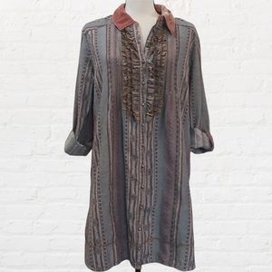 SOFT SURROUNDINGS Boho ~ embroidered back , Button Up  Sz L